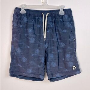 VUORI Kore Short 7.5" - Lined Blue Patterned Shorts